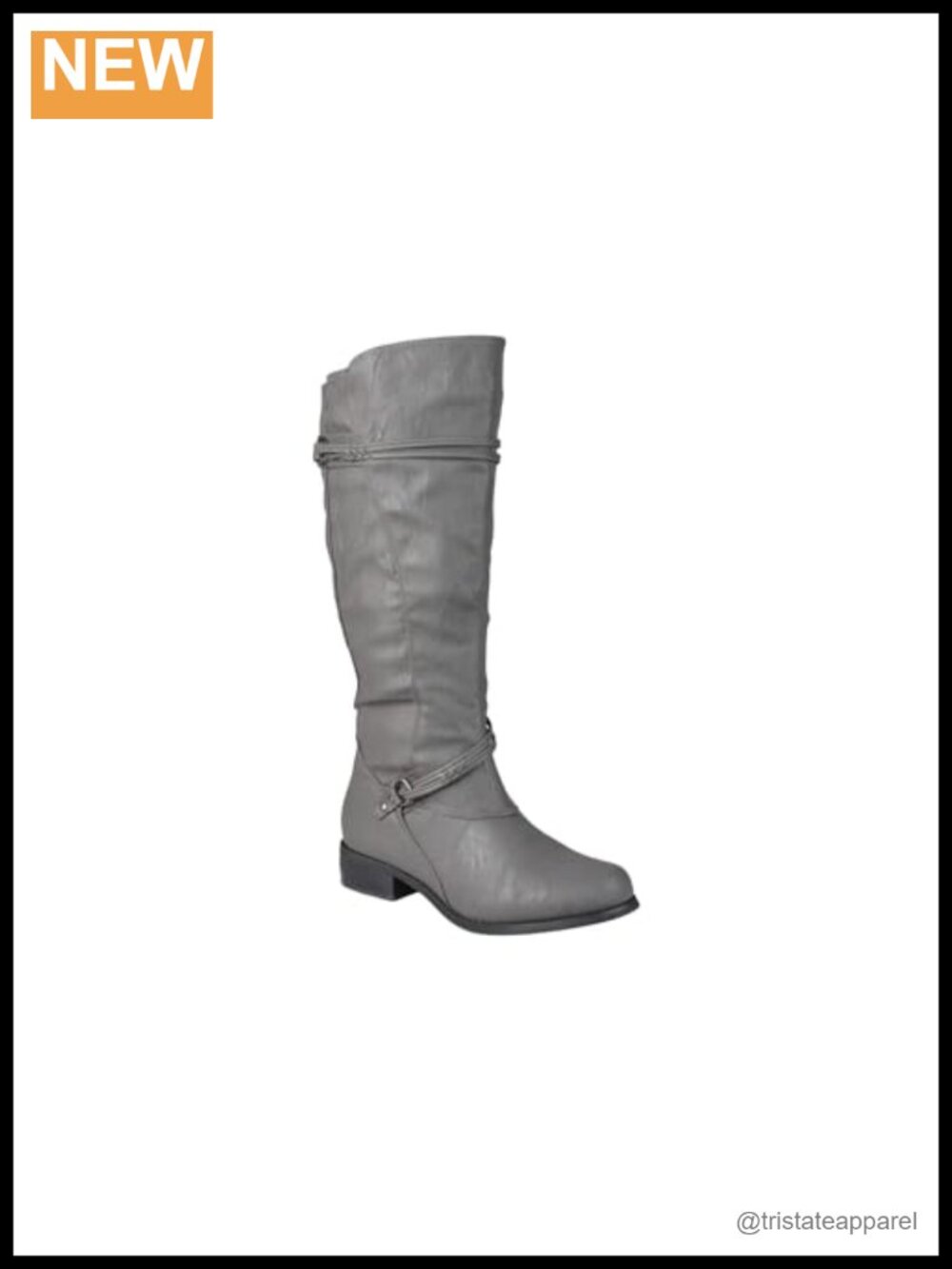 Faux Leather Knee High Riding Boots, Inside Zip, Stacked Heel, Medium Width
